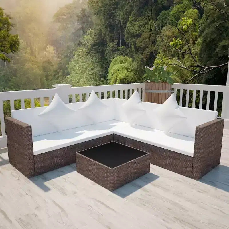 vidaXL Loungemöbel-Set, 4-teilig, mit Couchtisch, Rattan – Braun