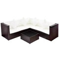 vidaXL Patio Furniture Set 4 Piece Sectional Sofa with Coffee Table Rattan - Brown