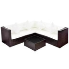 vidaXL Patio Furniture Set 4 Piece Sectional Sofa with Coffee Table Rattan - Brown
