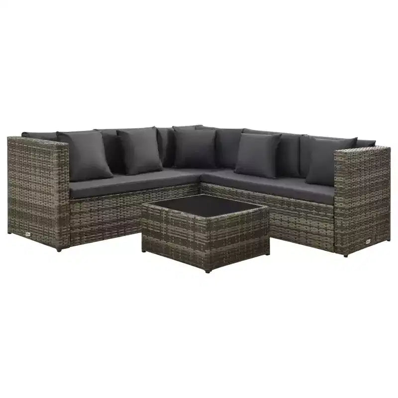 vidaXL Loungemöbel-Set, 4-teilig, mit Couchtisch, Rattan – Braun