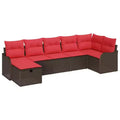 vidaXL Garden Sofa Set 7 pcs Brown and red 287.5 x 122.5 x 85 cm - Brown and red without table