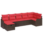 vidaXL Garden Sofa Set 7 pcs Brown and red 287.5 x 122.5 x 85 cm - Brown and red without table
