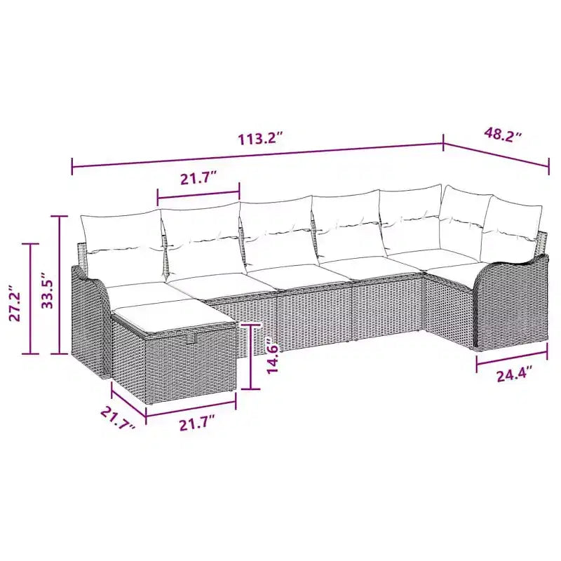 vidaXL Loungesofa-Set 7-tlg. Braun und Rot 287,5 x 122,5 x 85 cm - Braun und Rot ohne Tisch