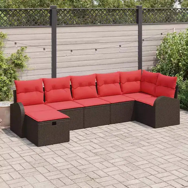 vidaXL Loungesofa-Set 7-tlg. Braun und Rot 287,5 x 122,5 x 85 cm - Braun und Rot ohne Tisch