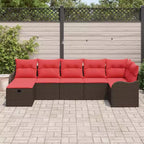 vidaXL Loungesofa-Set 7-tlg. Braun und Rot 287,5 x 122,5 x 85 cm - Braun und Rot ohne Tisch