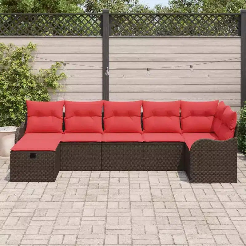 vidaXL Loungesofa-Set 7-tlg. Braun und Rot 287,5 x 122,5 x 85 cm - Braun und Rot ohne Tisch