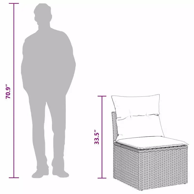 vidaXL Garten-Sofa-Set mit Kissen 4-tlg. Braun Polyrattan - Braun Rot