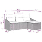 vidaXL Garten-Sofa-Set mit Kissen 4-tlg. Braun Polyrattan - Braun Rot