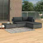 vidaXL Gartenmöbel-Set 4-teiliges Terrassensofa mit Tisch Polyrattan - Grau