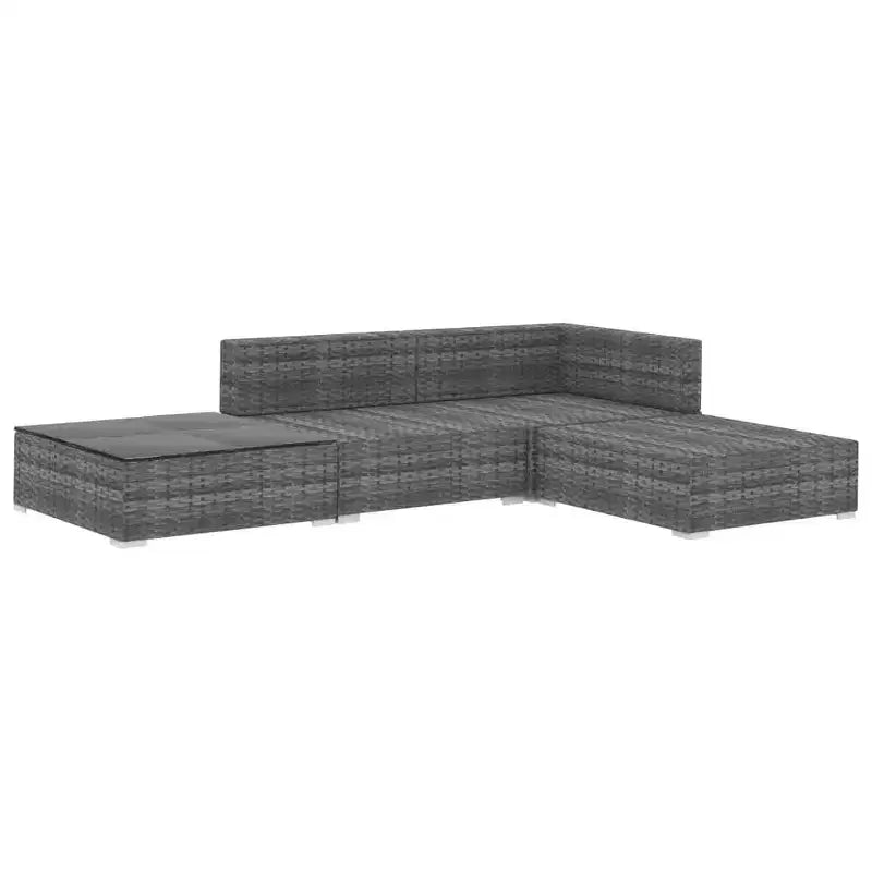 vidaXL Gartenmöbel-Set 4-teiliges Terrassensofa mit Tisch Polyrattan - Grau