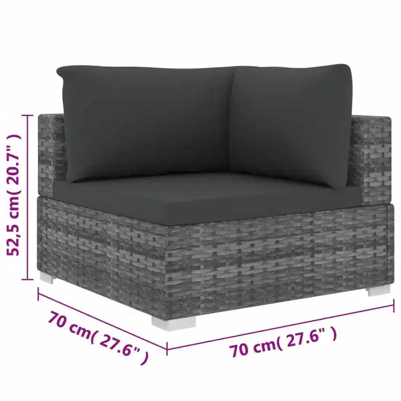vidaXL Gartenmöbel-Set 4-teiliges Terrassensofa mit Tisch Polyrattan - Grau