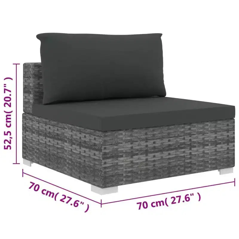 vidaXL Gartenmöbel-Set 4-teiliges Terrassensofa mit Tisch Polyrattan - Grau