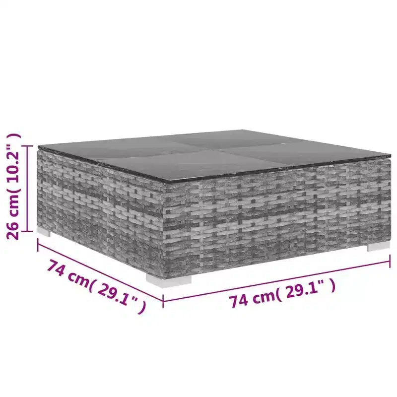 vidaXL Gartenmöbel-Set 4-teiliges Terrassensofa mit Tisch Polyrattan - Grau