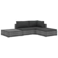 vidaXL Patio Furniture Set 4 Piece Patio Sectional Sofa with Table Poly Rattan - Gray