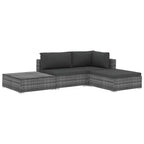 vidaXL Patio Furniture Set 4 Piece Patio Sectional Sofa with Table Poly Rattan - Gray