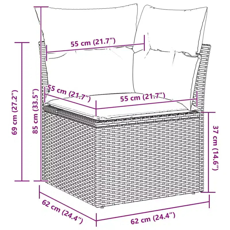 vidaXL Garten-Sitzgruppe mit Kissen 10-tlg. Braun Polyrattan