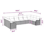 vidaXL Garten-Sitzgruppe mit Kissen 10-tlg. Braun Polyrattan