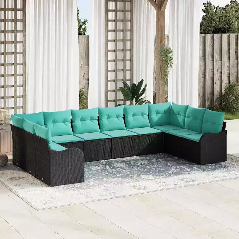 vidaXL Garten-Sitzgruppe mit Kissen 10-tlg. Braun Polyrattan
