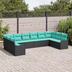vidaXL Garten-Sitzgruppe mit Kissen 10-tlg. Braun Polyrattan