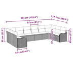 vidaXL Garten-Sitzgruppe mit Kissen 10-tlg. Braun Polyrattan