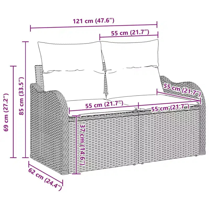 vidaXL Garten-Sitzgruppe mit Kissen 10-tlg. Braun Polyrattan