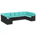 vidaXL Garten-Sitzgruppe mit Kissen 10-tlg. Braun Polyrattan