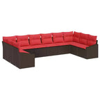 vidaXL Garden Sofa Set with Cushion 10 pcs Brown Poly rattan