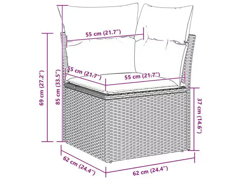 vidaXL Garten-Sofa-Set 8-teilig Braun Polyrattan