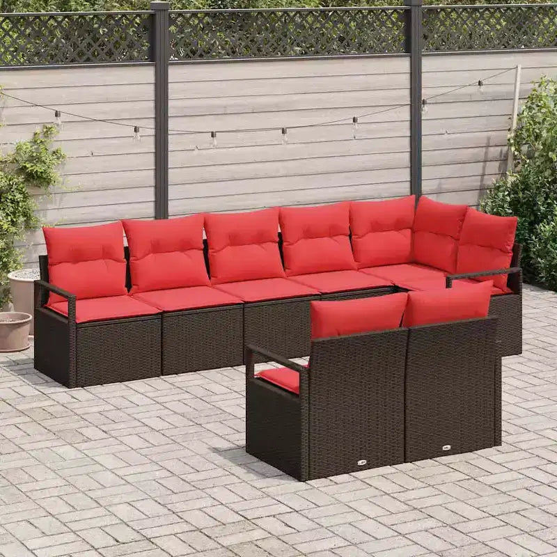 vidaXL Garten-Sofa-Set 8-teilig Braun Polyrattan