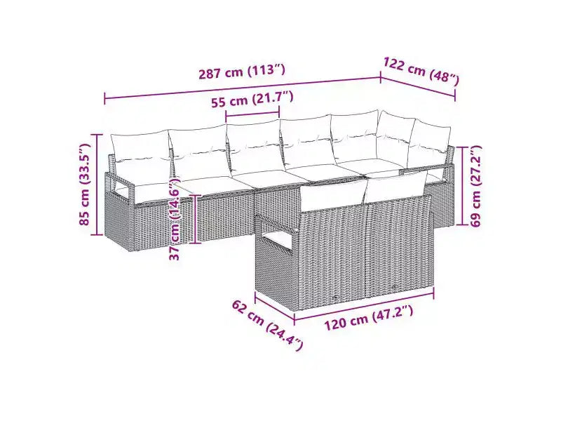 vidaXL Garten-Sofa-Set 8-teilig Braun Polyrattan