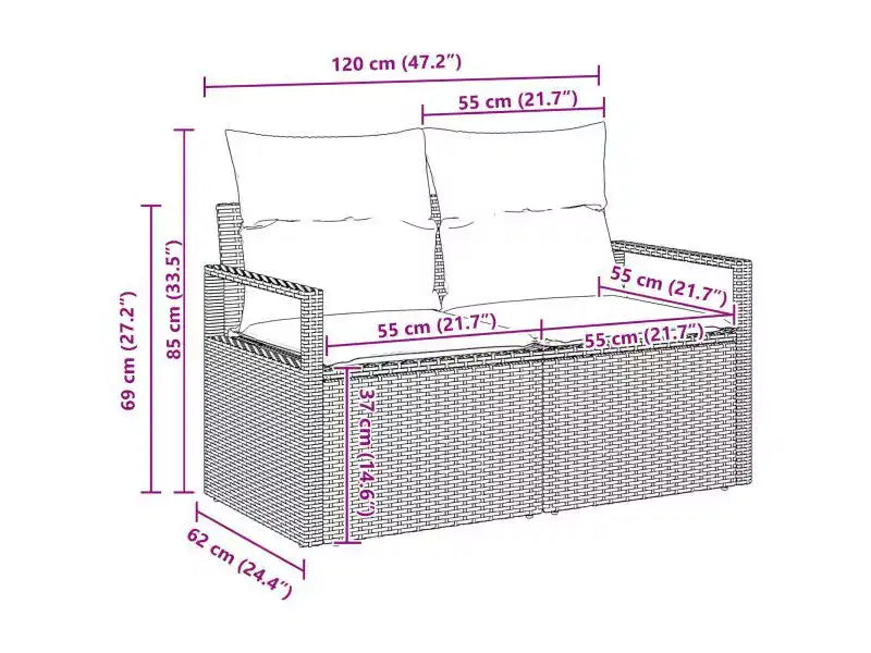 vidaXL Garten-Sofa-Set 8-teilig Braun Polyrattan