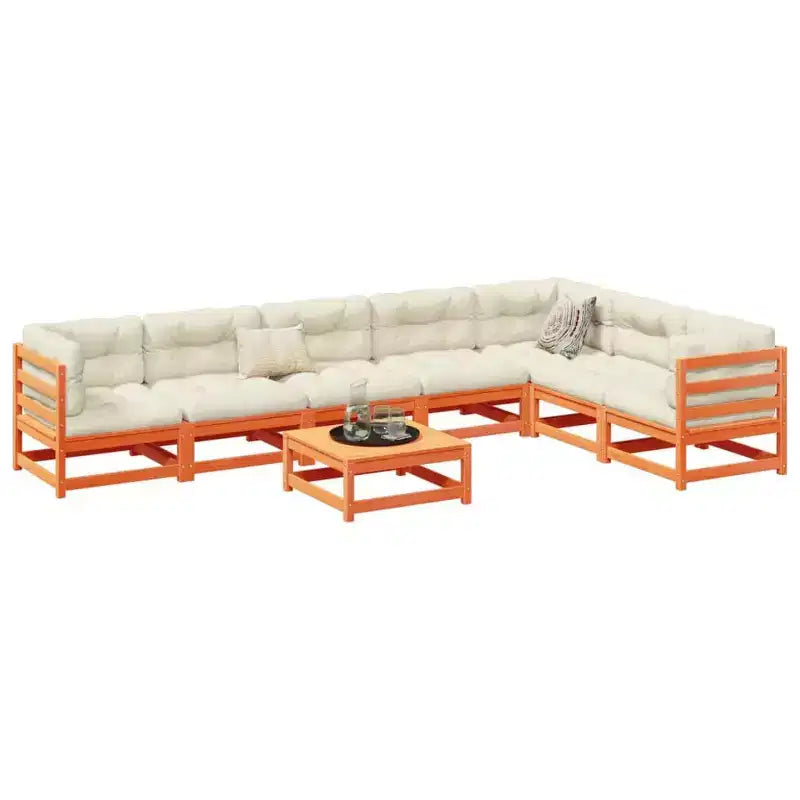 vidaXL Garten-Sofa-Set Massives Kiefernholz Großes Modulares Outdoor-Sofa - Naturkiefer Ohne Kissen
