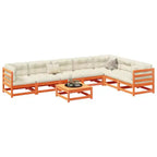vidaXL Garten-Sofa-Set Massives Kiefernholz Großes Modulares Outdoor-Sofa - Naturkiefer Ohne Kissen