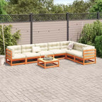 vidaXL Garten-Sofa-Set Massives Kiefernholz Großes Modulares Outdoor-Sofa - Naturkiefer Ohne Kissen