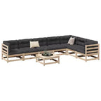vidaXL Garten-Sofa-Set Massives Kiefernholz Großes Modulares Outdoor-Sofa - Naturkiefer Ohne Kissen
