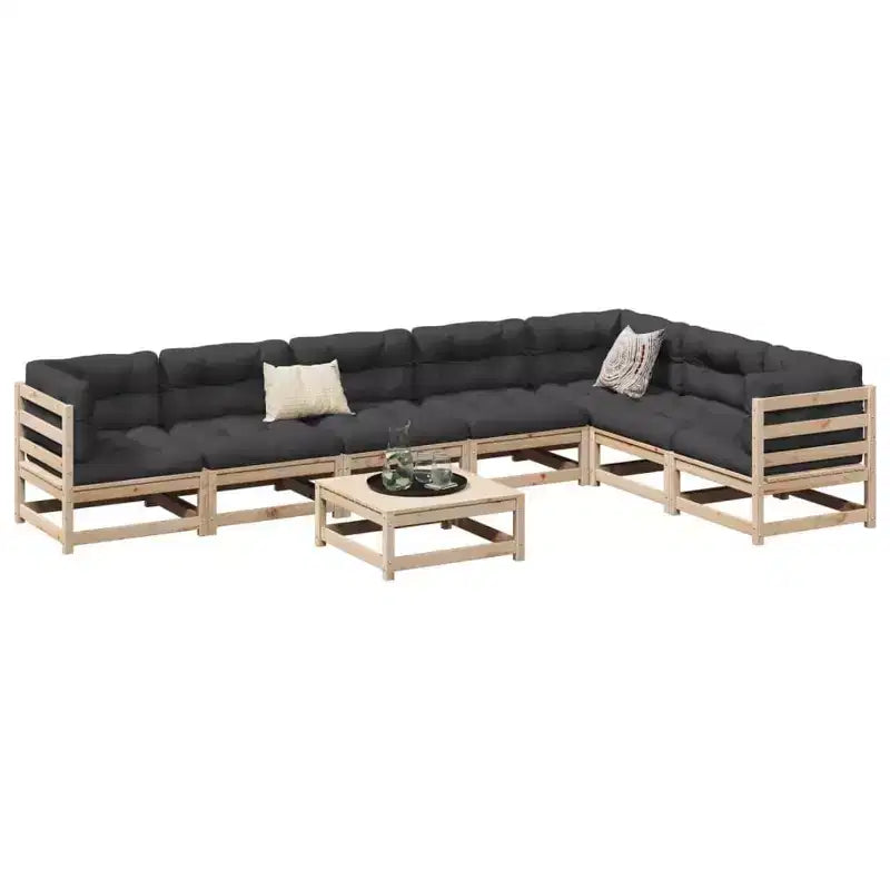 vidaXL Garten-Sofa-Set Massives Kiefernholz Großes Modulares Outdoor-Sofa - Naturkiefer Ohne Kissen