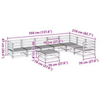 vidaXL Garten-Sofa-Set Massives Kiefernholz Großes Modulares Outdoor-Sofa - Naturkiefer Ohne Kissen
