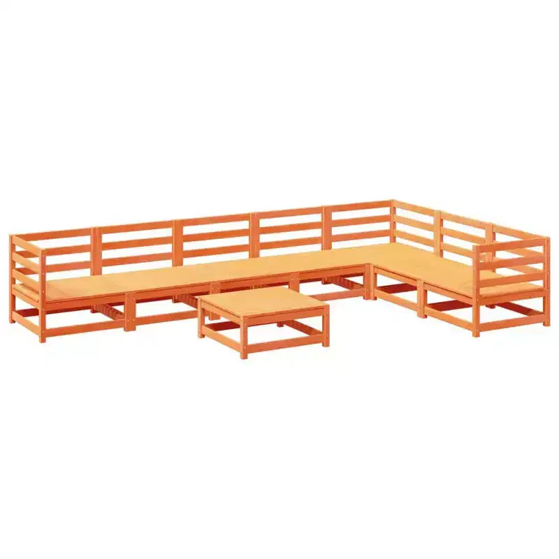 vidaXL Garten-Sofa-Set Massives Kiefernholz Großes Modulares Outdoor-Sofa - Naturkiefer Ohne Kissen