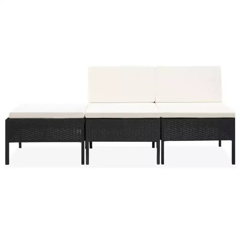 vidaXL Loungeset 3-teilig Polyrattan Sitzgruppe mit Couchtisch