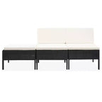 vidaXL Loungeset 3-teilig Polyrattan Sitzgruppe mit Couchtisch