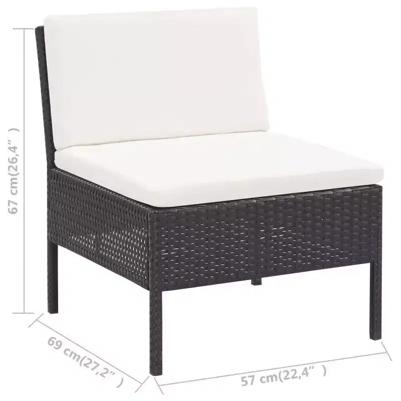 vidaXL Loungeset 3-teilig Polyrattan Sitzgruppe mit Couchtisch