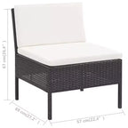 vidaXL Loungeset 3-teilig Polyrattan Sitzgruppe mit Couchtisch