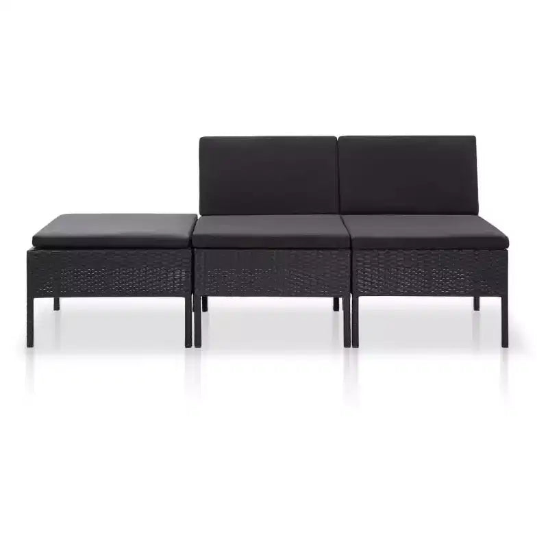 vidaXL Loungeset 3-teilig Polyrattan Sitzgruppe mit Couchtisch