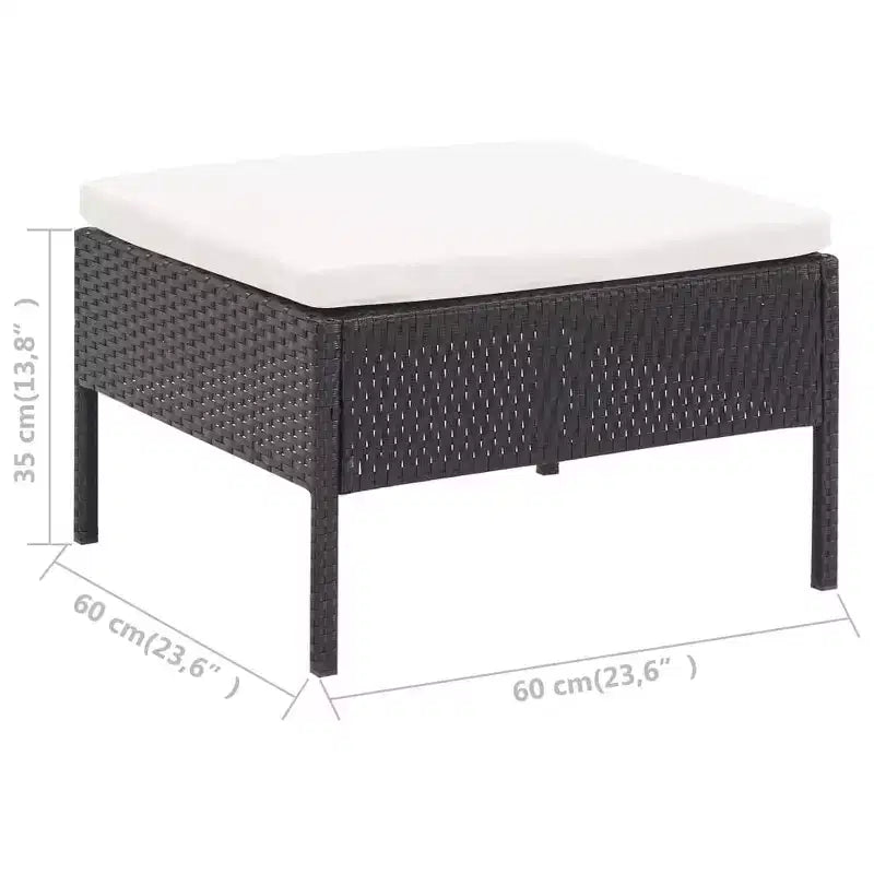 vidaXL Loungeset 3-teilig Polyrattan Sitzgruppe mit Couchtisch