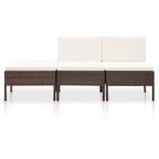 vidaXL Loungeset 3-teilig Polyrattan Sitzgruppe mit Couchtisch