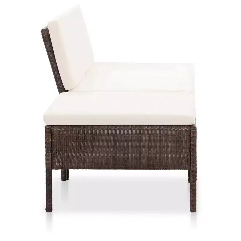 vidaXL Loungeset 3-teilig Polyrattan Sitzgruppe mit Couchtisch