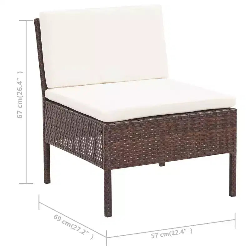vidaXL Loungeset 3-teilig Polyrattan Sitzgruppe mit Couchtisch
