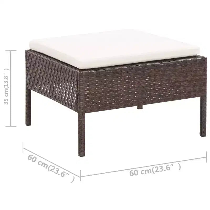 vidaXL Loungeset 3-teilig Polyrattan Sitzgruppe mit Couchtisch