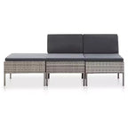 vidaXL Loungeset 3-teilig Polyrattan Sitzgruppe mit Couchtisch