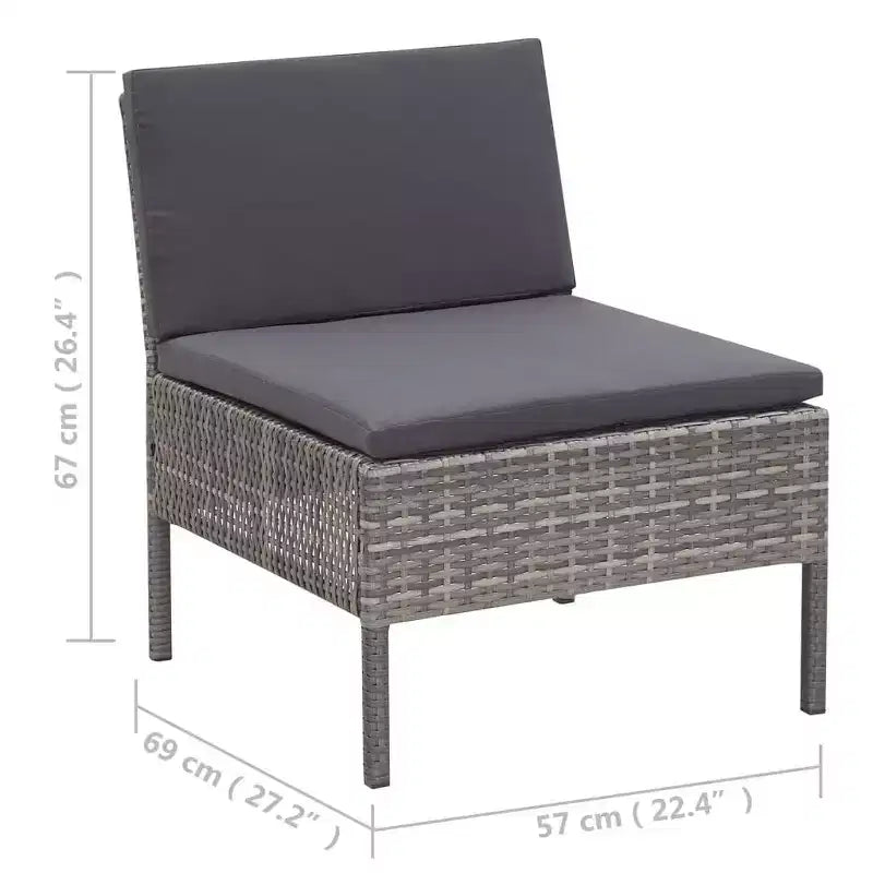 vidaXL Loungeset 3-teilig Polyrattan Sitzgruppe mit Couchtisch